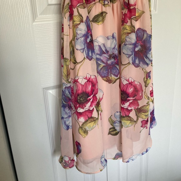 Pink and Purple Floral Dress with Belt - Picture 3 of 5